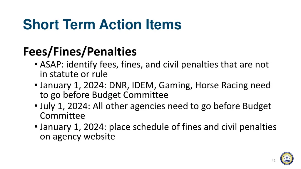 short term action items 1