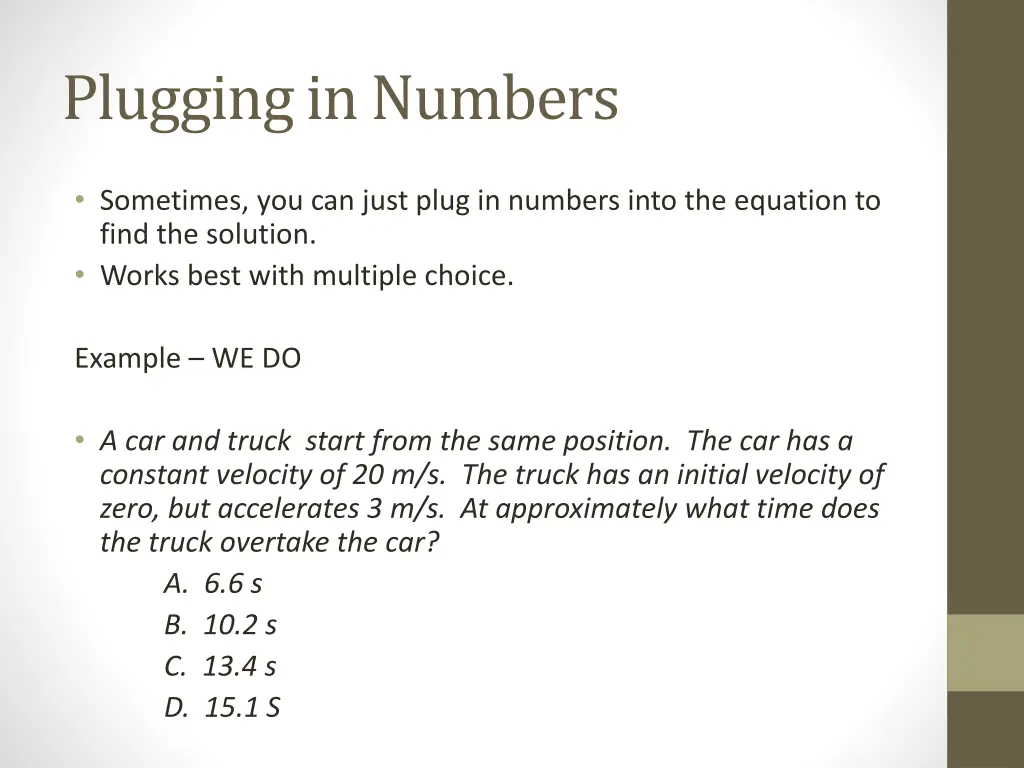 plugging in numbers 1