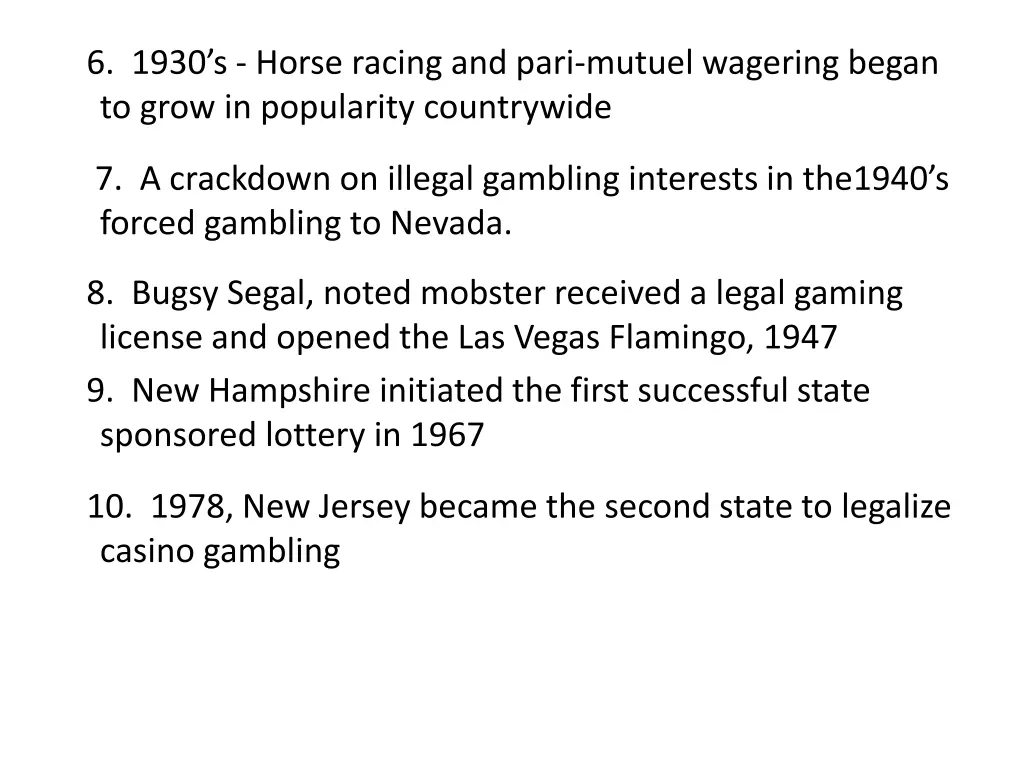 6 1930 s horse racing and pari mutuel wagering