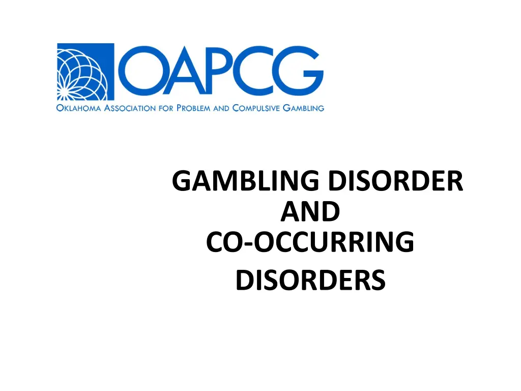 gambling disorder and co occurring disorders