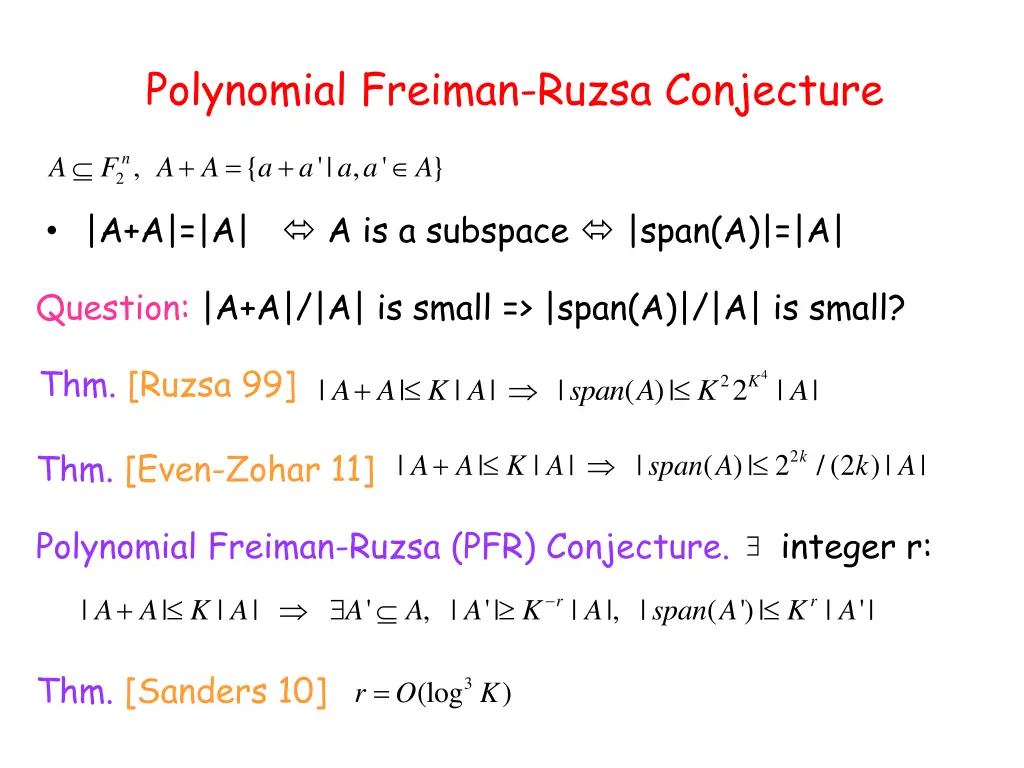 polynomial freiman ruzsa conjecture