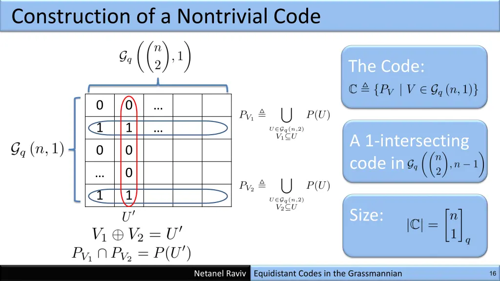 construction of a nontrivial code 5