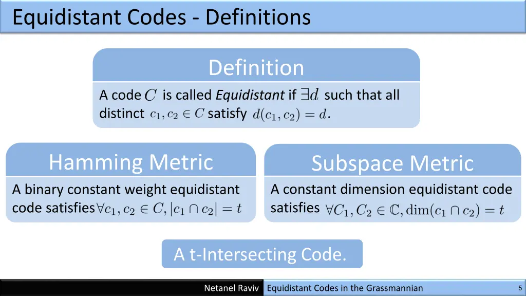 equidistant codes definitions