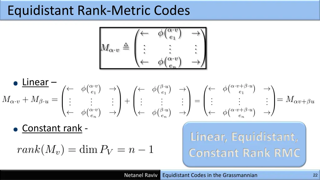 equidistant rank metric codes 1