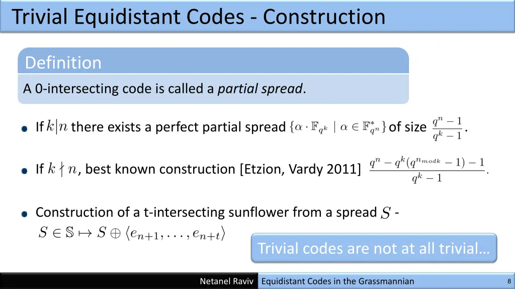 trivial equidistant codes construction