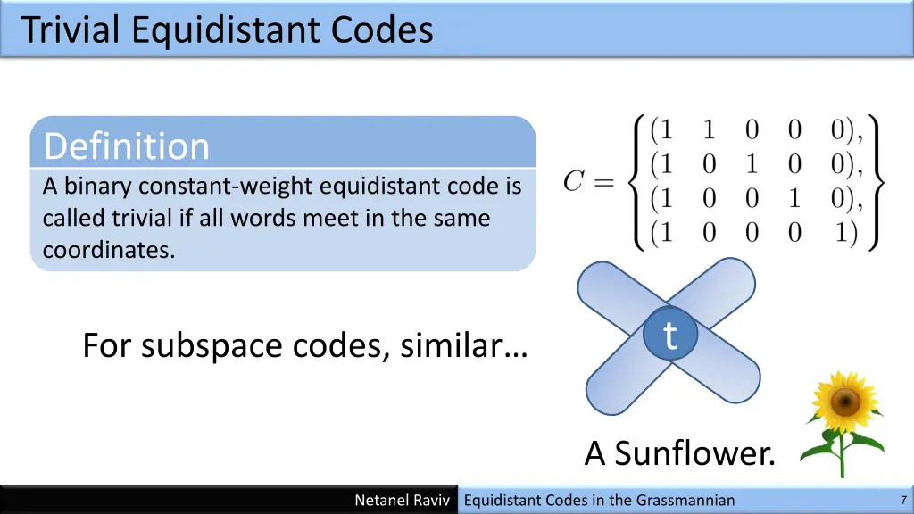 trivial equidistant codes