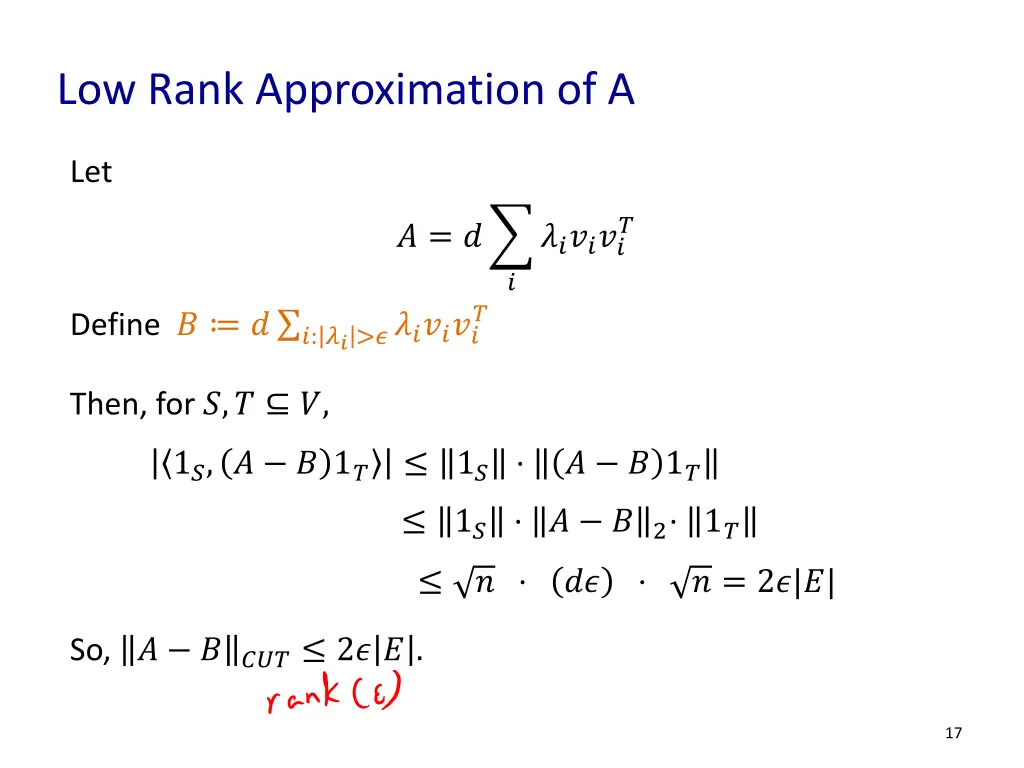 low rank approximation of a