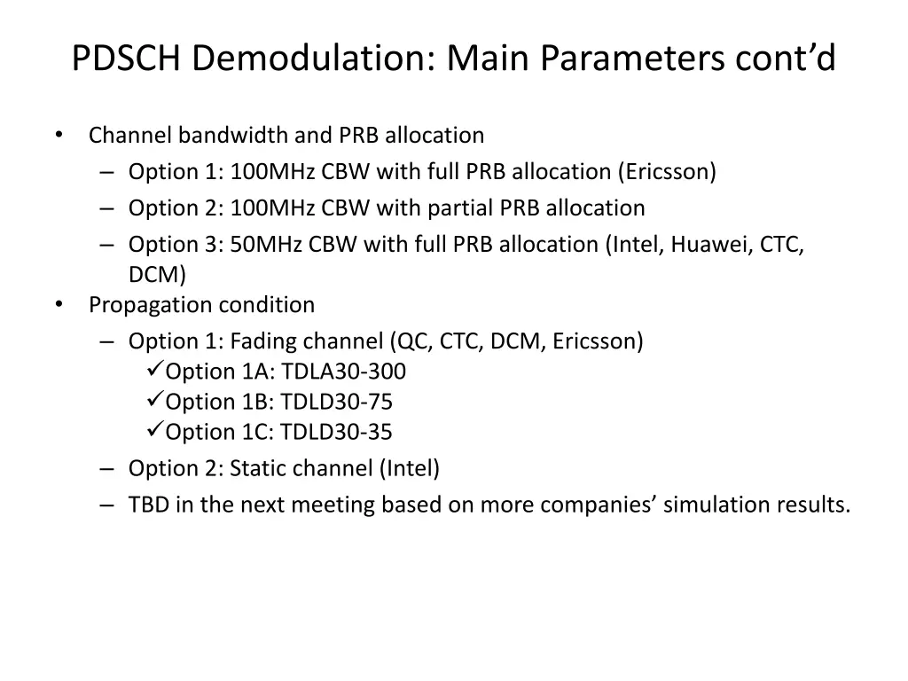 pdsch demodulation main parameters cont d