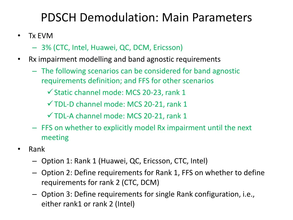 pdsch demodulation main parameters