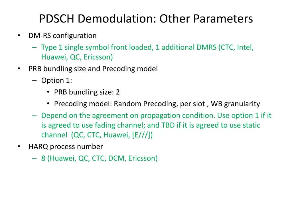 pdsch demodulation other parameters