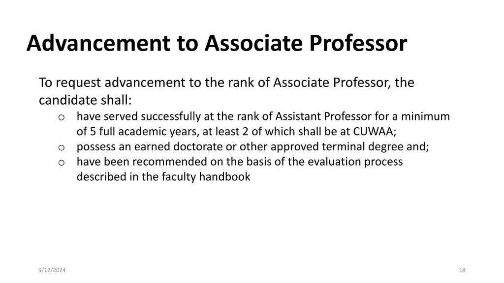 advancement to associate professor