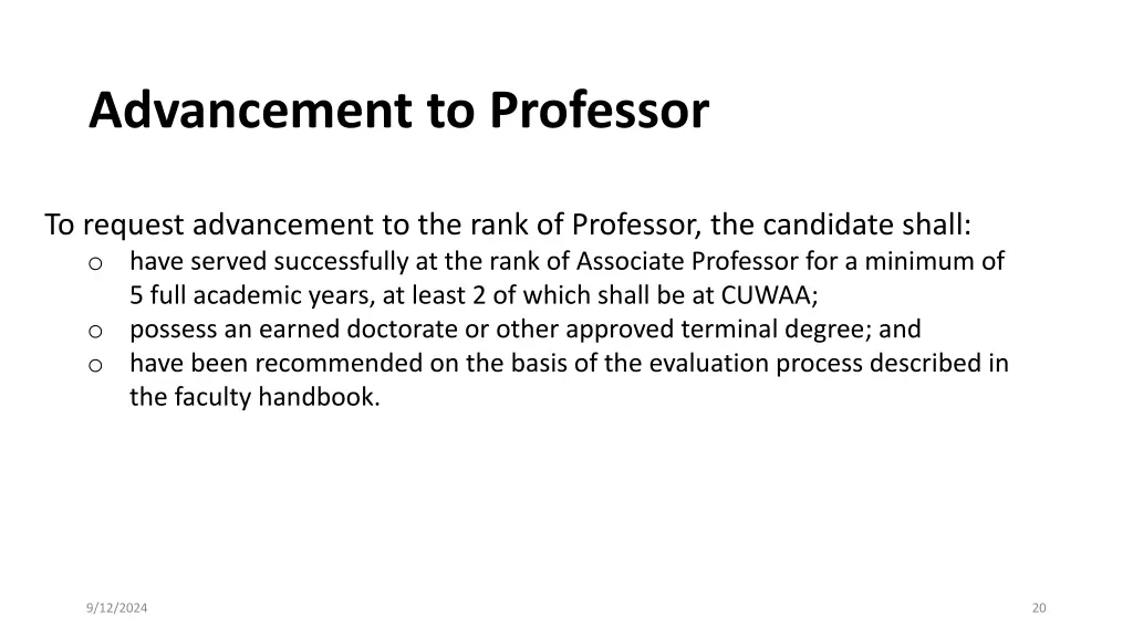 advancement to professor