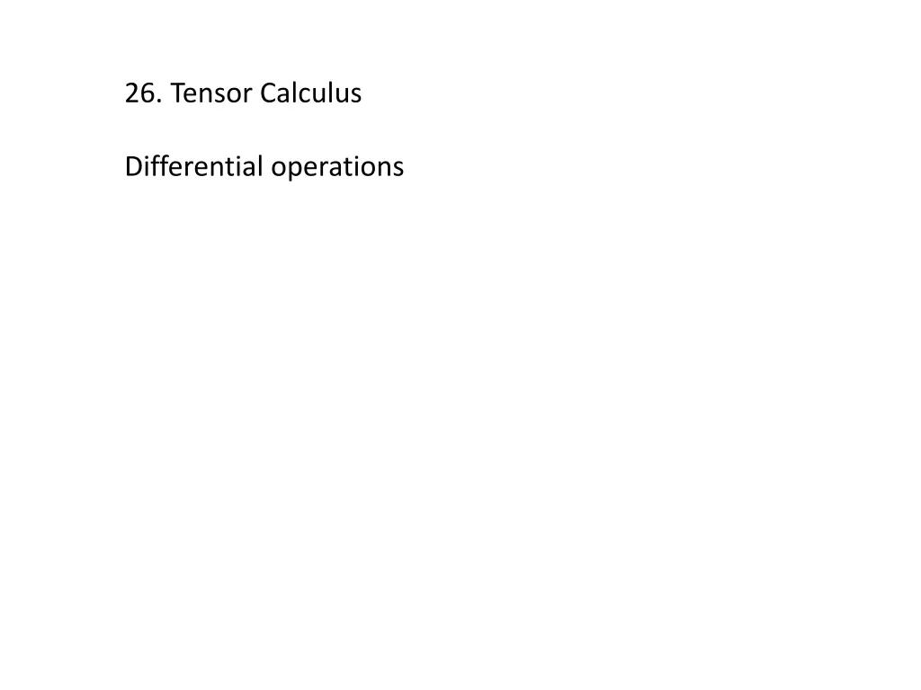 26 tensor calculus