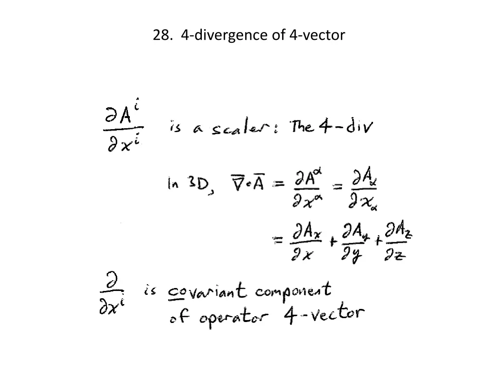 28 4 divergence of 4 vector