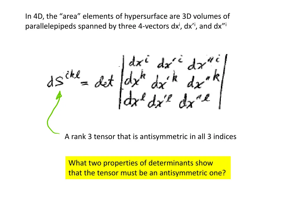 in 4d the area elements of hypersurface