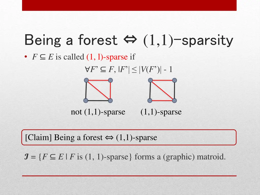 being a forest 1 1 sparsity f e is called