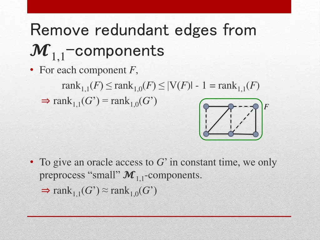 remove redundant edges from 1 1 components 1