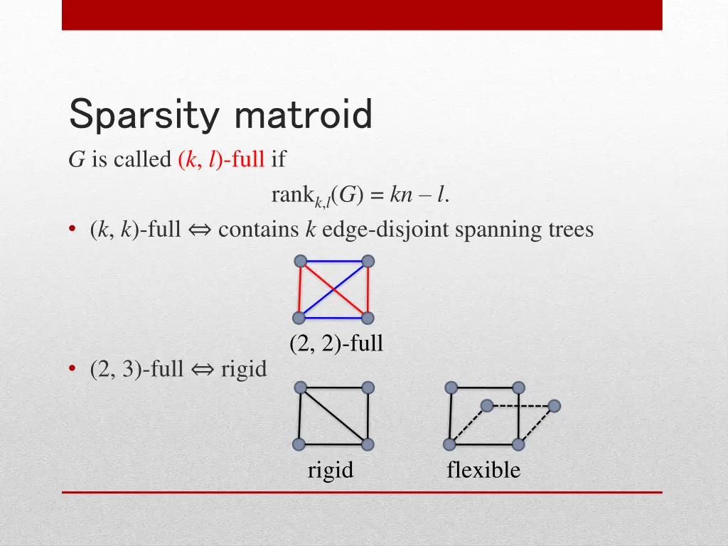 sparsity matroid g is called k l full if