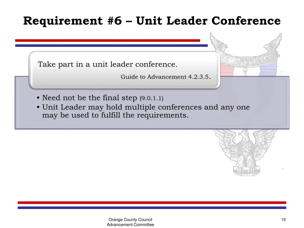 requirement 6 unit leader conference