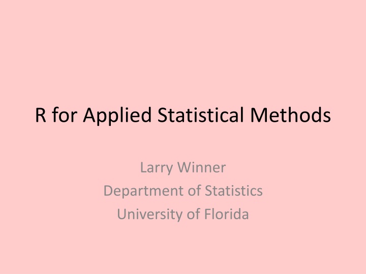 r for applied statistical methods