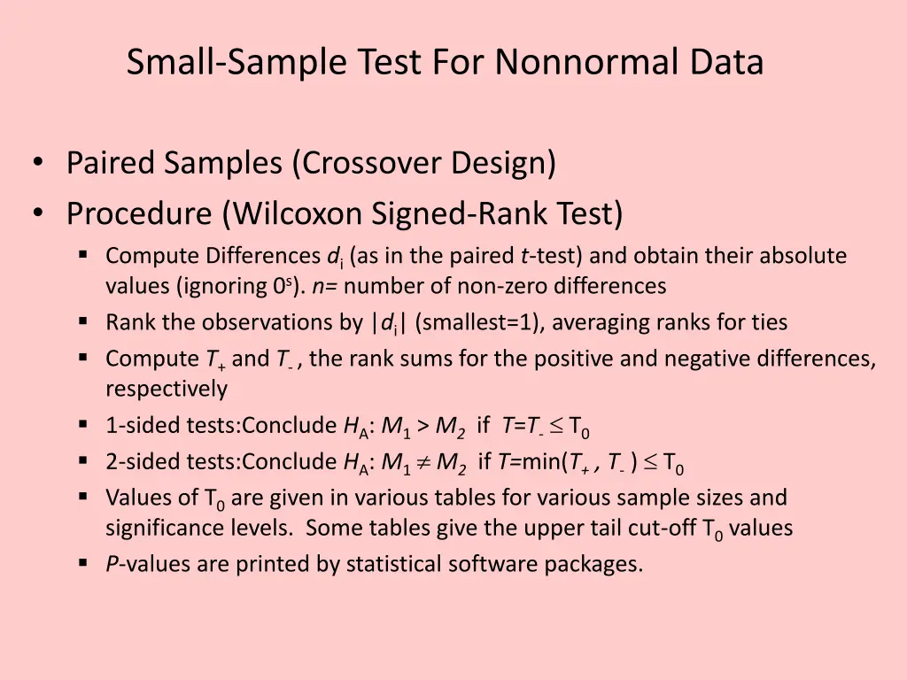 small sample test for nonnormal data