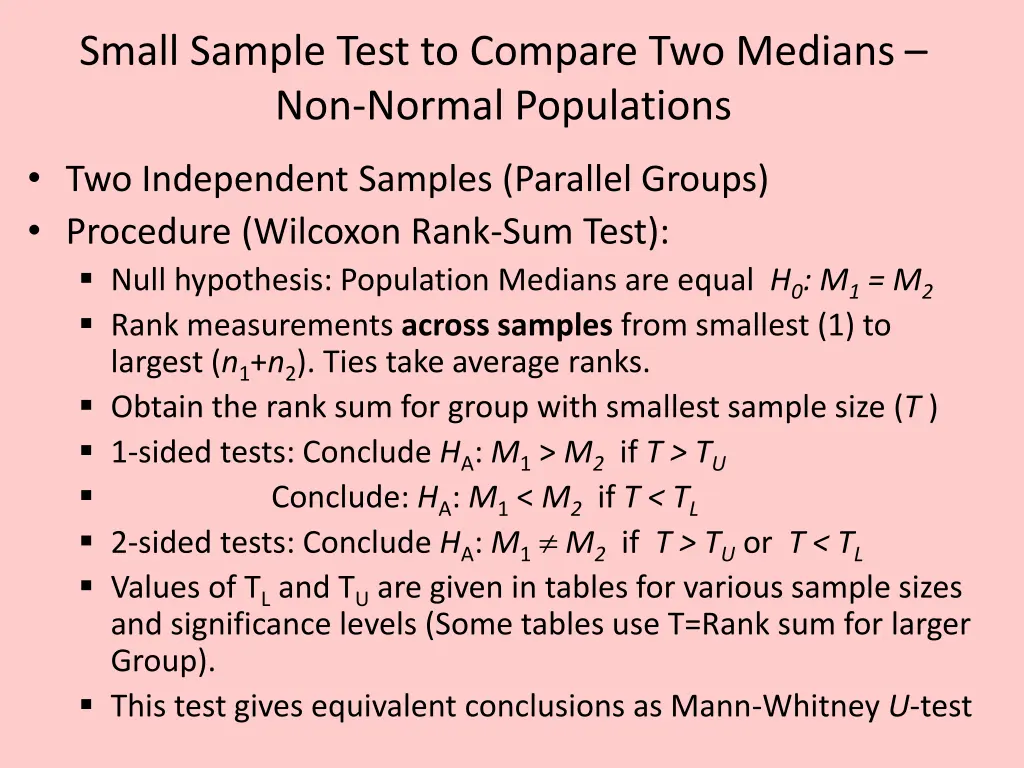 small sample test to compare two medians