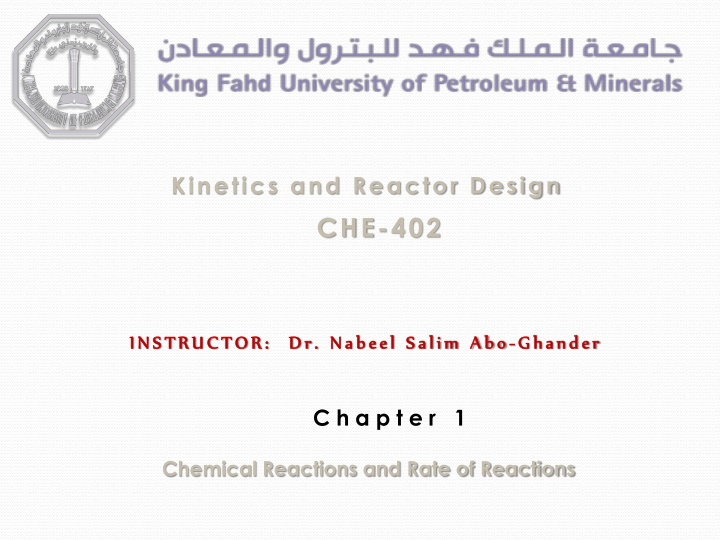 kinetics and reactor design che 402