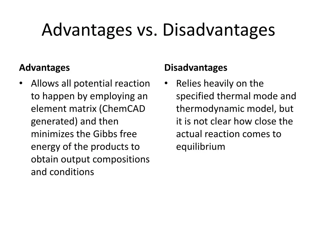 advantages vs disadvantages