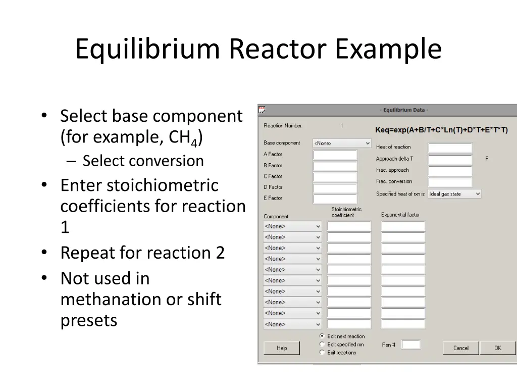 equilibrium reactor example 2