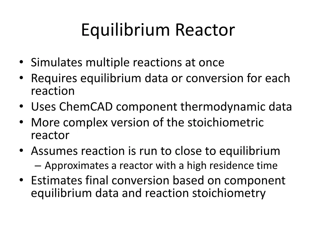 equilibrium reactor