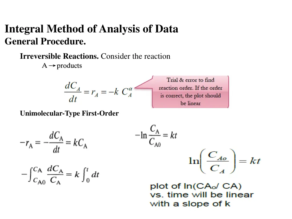 integral method of analysis of data general