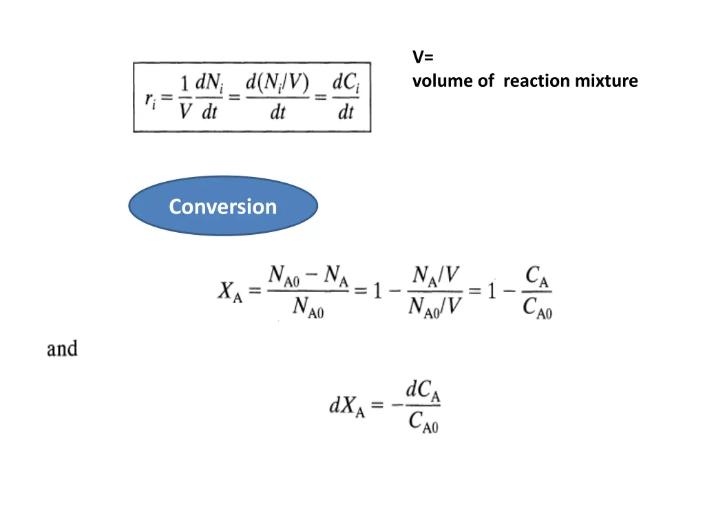 v volume of reaction mixture