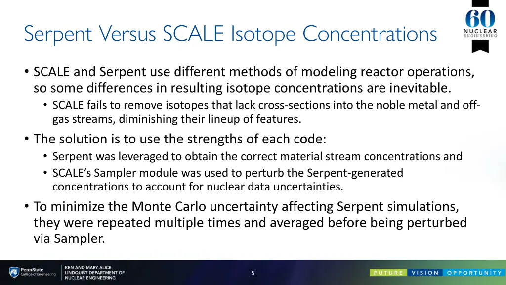 serpent versus scale isotope concentrations