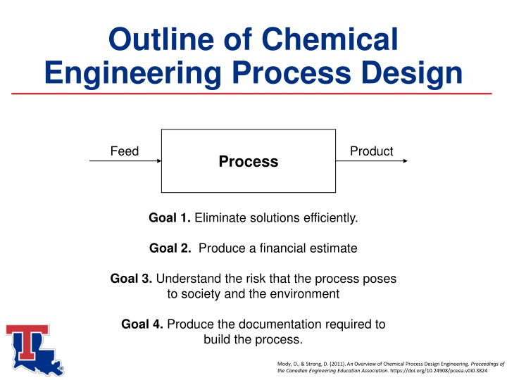 outline of chemical engineering process design