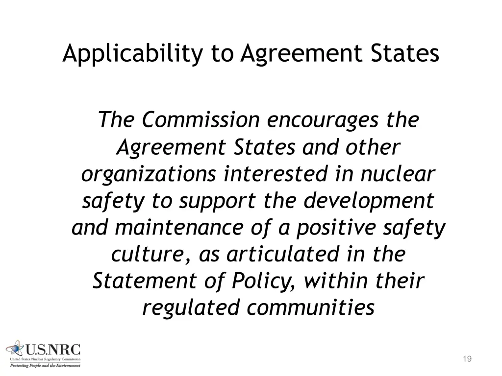 applicability to agreement states