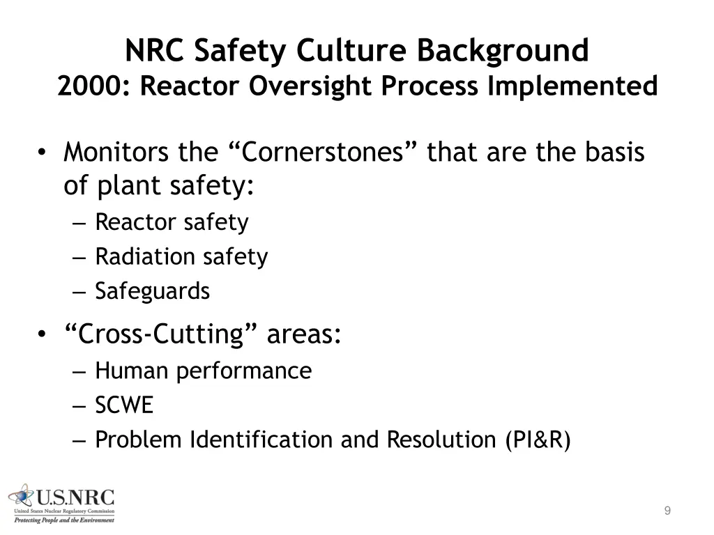 nrc safety culture background 2000 reactor