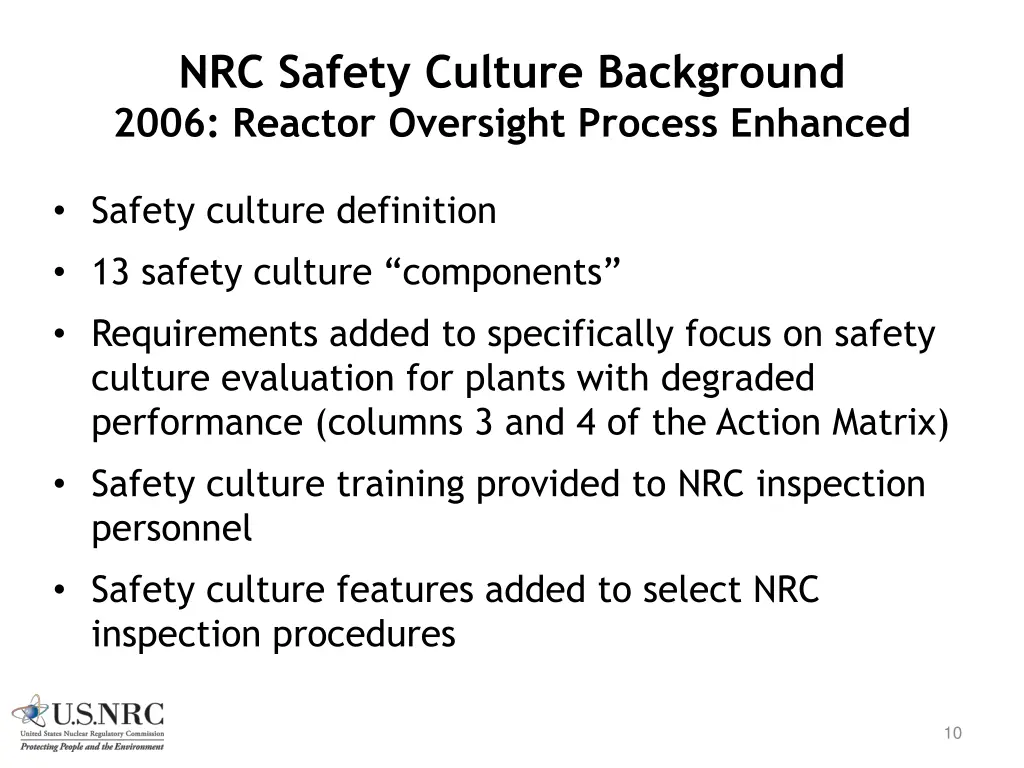 nrc safety culture background 2006 reactor