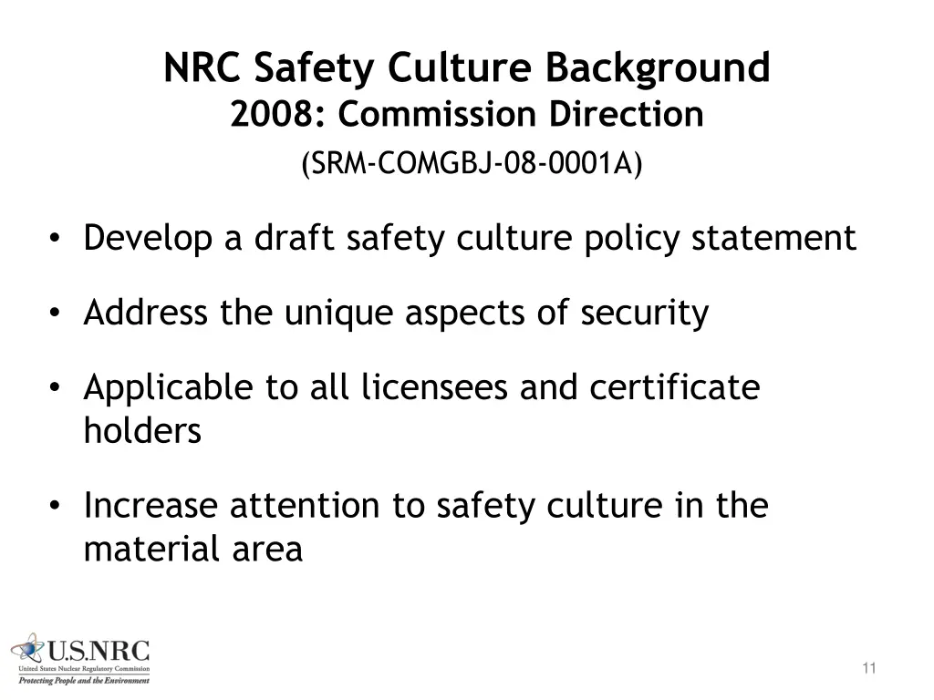 nrc safety culture background 2008 commission