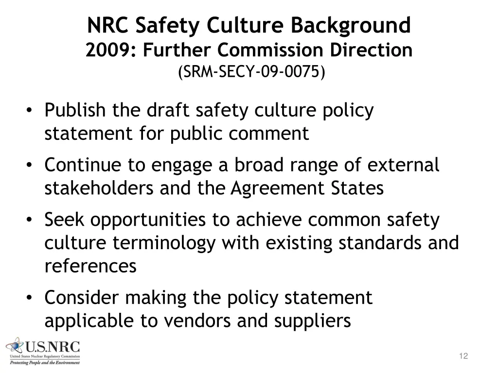 nrc safety culture background 2009 further