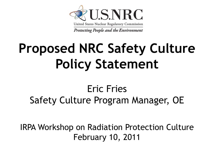 proposed nrc safety culture policy statement