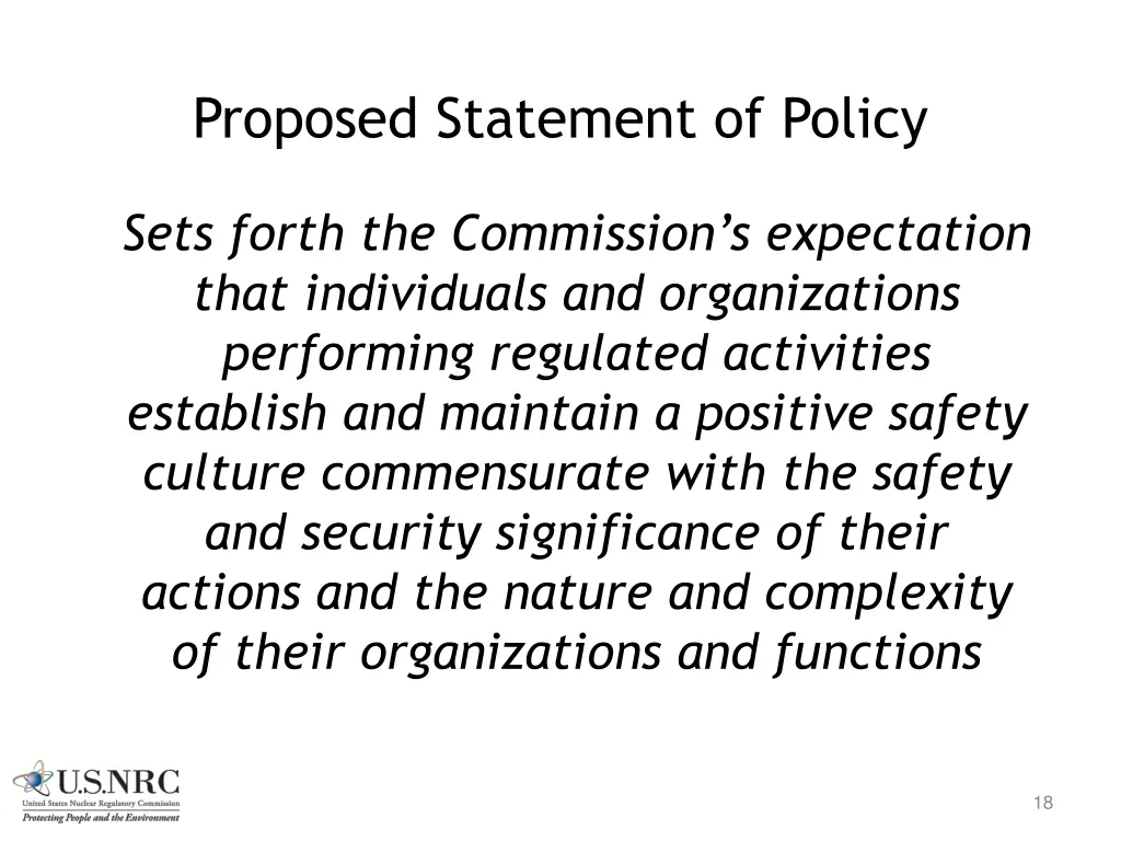 proposed statement of policy 1