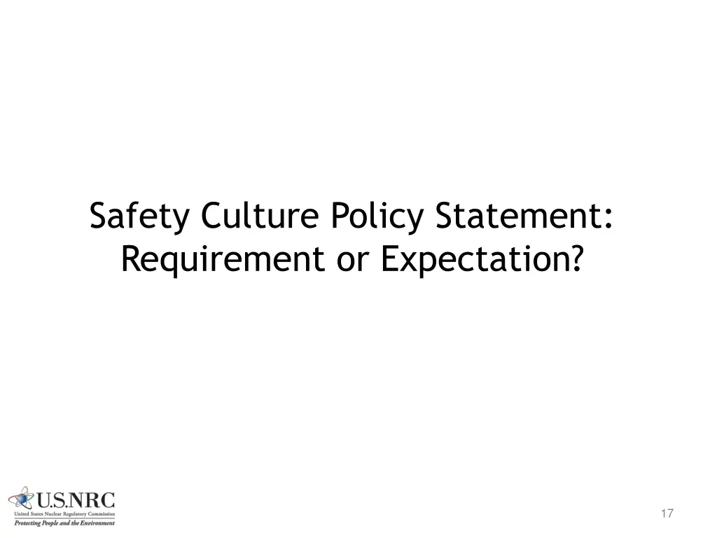 safety culture policy statement requirement