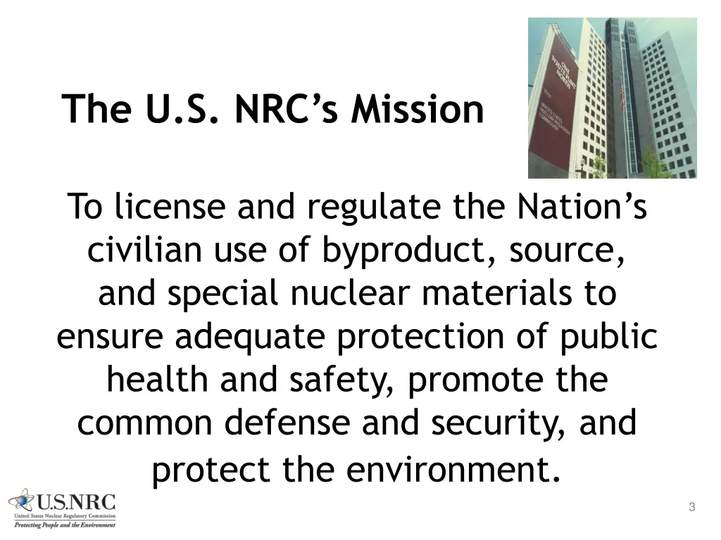 the u s nrc s mission