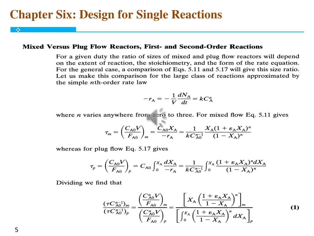 chapter six design for single reactions 1