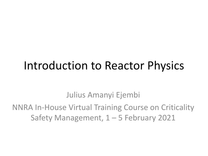 introduction to reactor physics