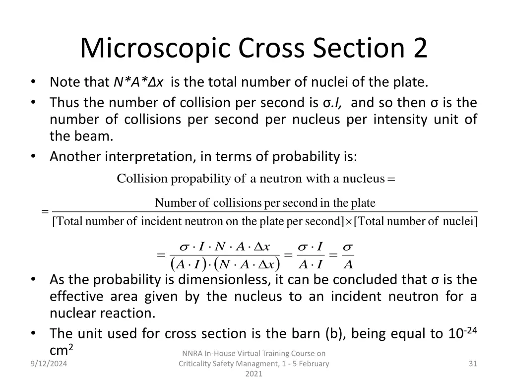 microscopic cross section 2 note that