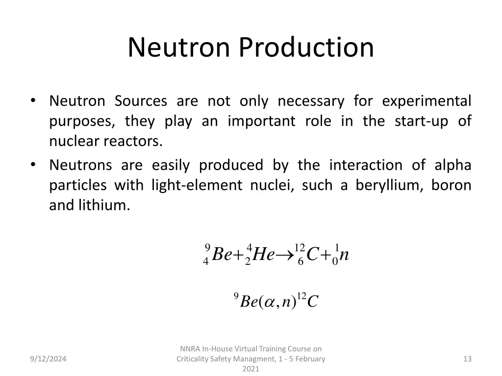 neutron production