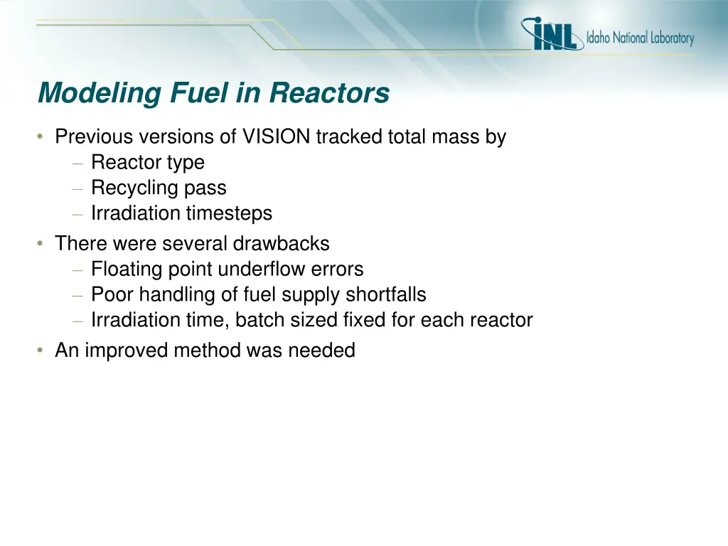 modeling fuel in reactors 2