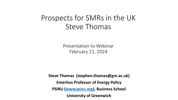 prospects for smrs in the uk steve thomas