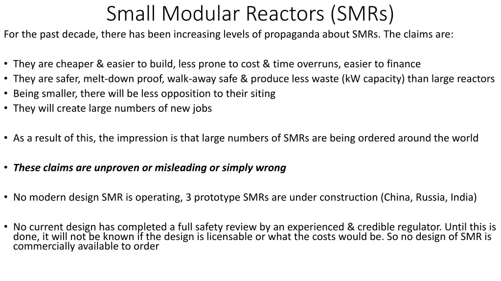 small modular reactors smrs for the past decade